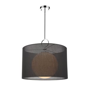 Z-Lite Arosia 1-Light Chrome Pendant Light w/ 24-in Black Shade