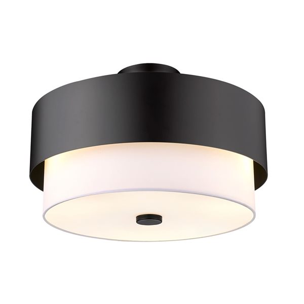 Z-Lite Counterpoint 18-in  3-Light Matte Black Semi-Flush Mount