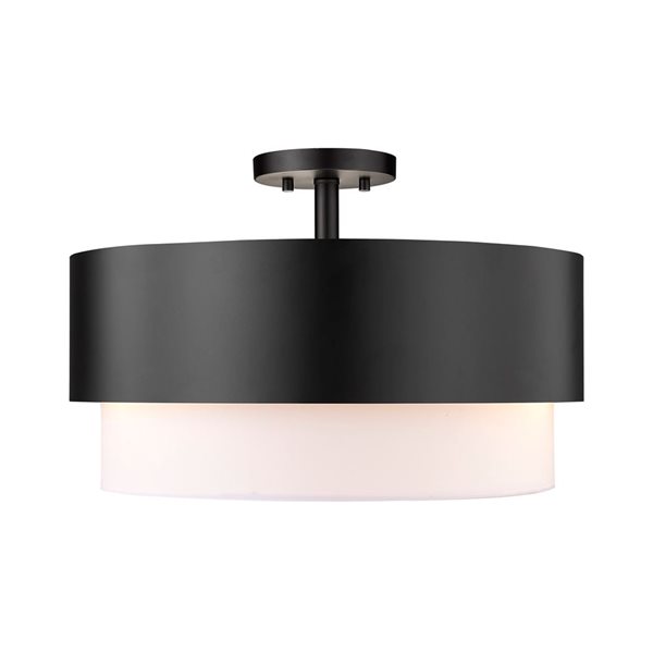 Z-Lite Counterpoint 18-in  3-Light Matte Black Semi-Flush Mount