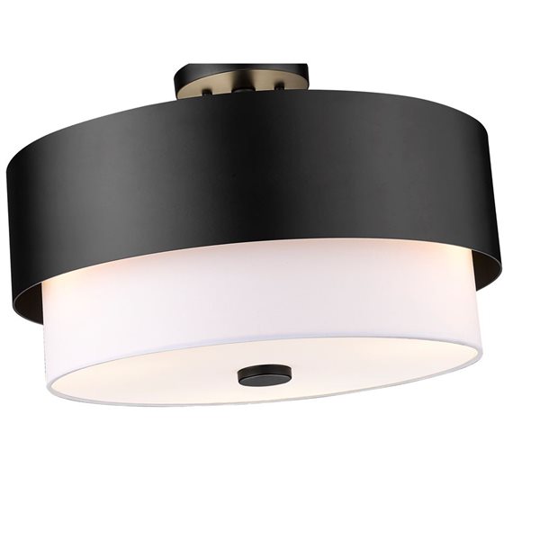 Z-Lite Counterpoint 18-in  3-Light Matte Black Semi-Flush Mount