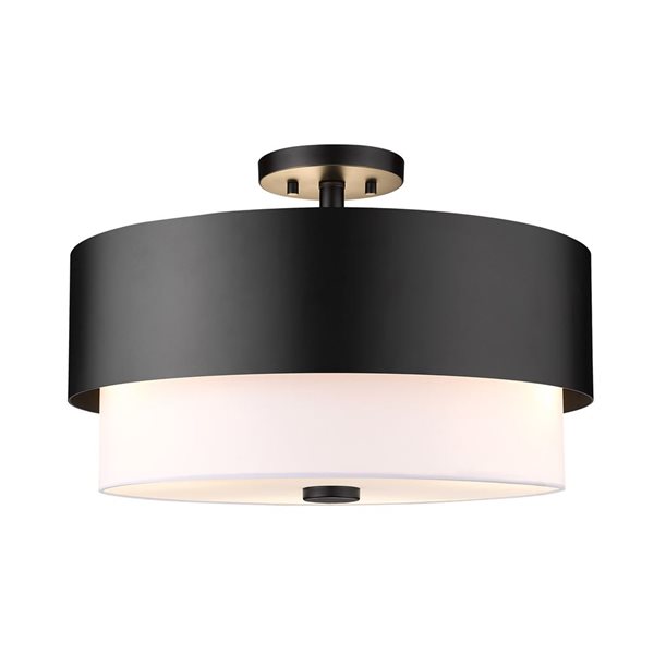 Z-Lite Counterpoint 18-in  3-Light Matte Black Semi-Flush Mount