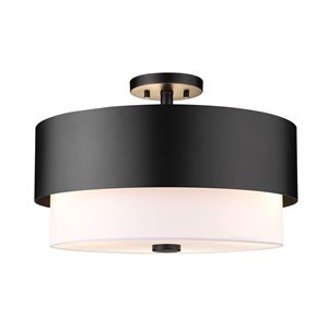 Z-Lite Counterpoint 18-in  3-Light Matte Black Semi-Flush Mount