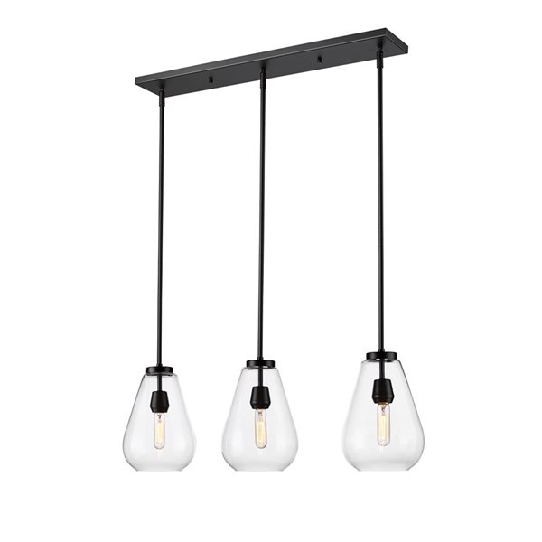 Z-Lite Ayra 3-Light Matte Black Linear Linear Chandelier