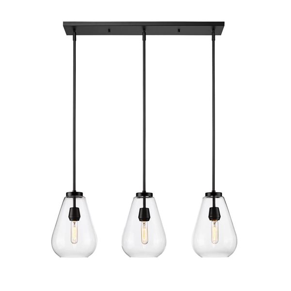 Z-Lite Ayra 3-Light Matte Black Linear Linear Chandelier