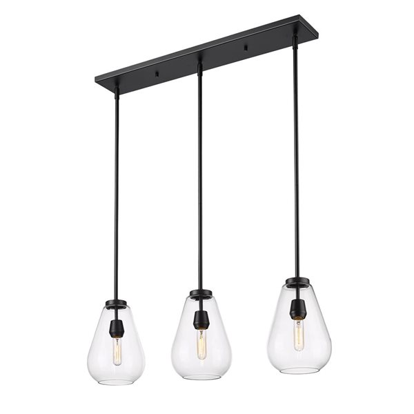 Z-Lite Ayra 3-Light Matte Black Linear Linear Chandelier