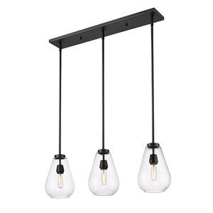 Z-Lite Ayra 3-Light Matte Black Linear Linear Chandelier