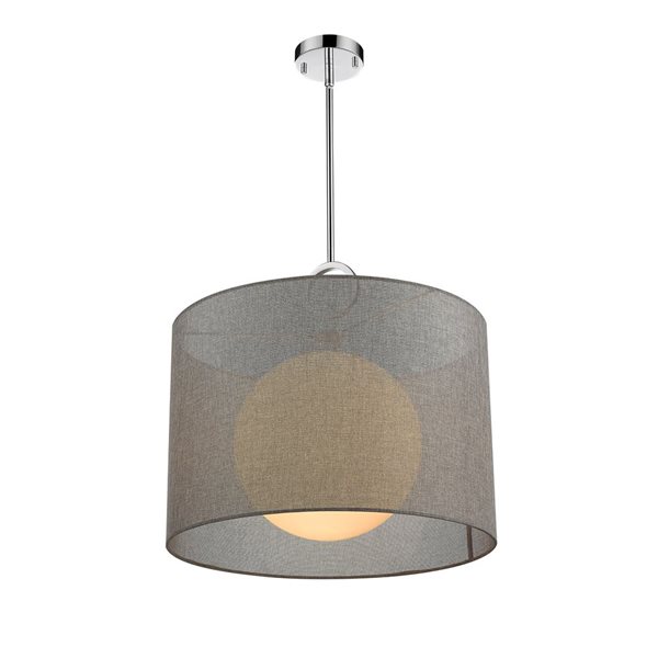 Z-Lite Arosia 1-Light Chrome Pendant Light w/ 20-in Gray Shade