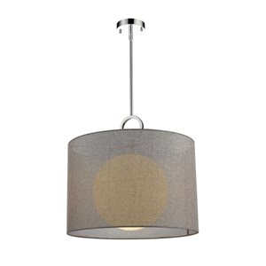 Z-Lite Arosia 1-Light Chrome Pendant Light w/ 20-in Gray Shade