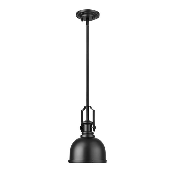 Z-Lite Melange 1-Light Matte Black Pendant Light w/ 8.25-in Matte Black Shade