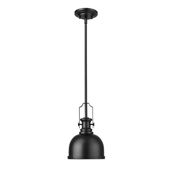 Z-Lite Melange 1-Light Matte Black Pendant Light w/ 8.25-in Matte Black Shade