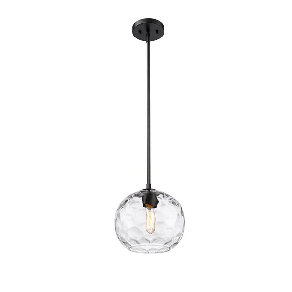 Z-Lite Chloe 1-Light Matte Black Pendant Light  w/ 10-in Clear Shade