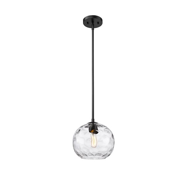 Z-Lite Chloe 1-Light Matte Black Pendant Light  w/ 10-in Clear Shade