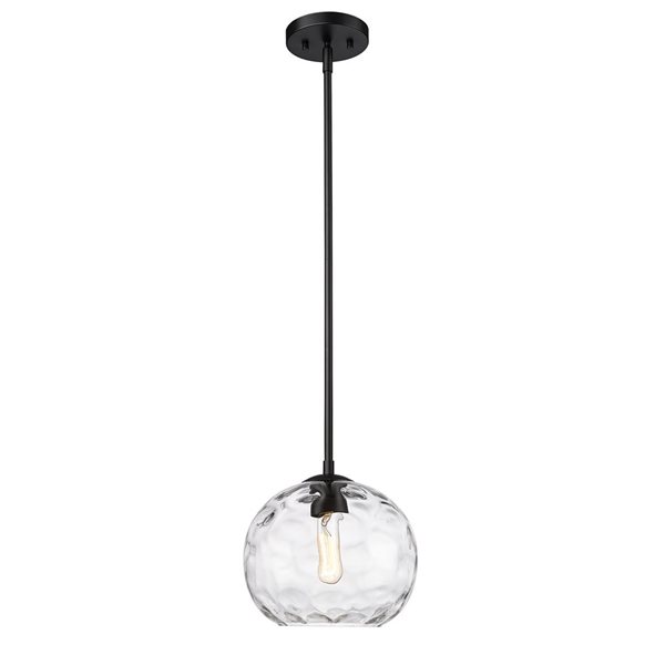 Z-Lite Chloe 1-Light Matte Black Pendant Light  w/ 10-in Clear Shade