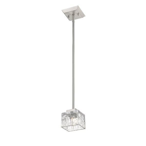 Z-Lite Rubicon 1-Light Brushed Nickel Pendant Light w/ 4.75-in Clear Shade