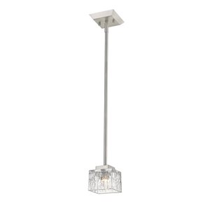 Z-Lite Rubicon 1-Light Brushed Nickel Pendant Light w/ 4.75-in Clear Shade