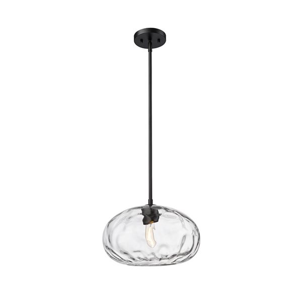 Z-Lite Chloe 1-Light Matte Black Pendant Light w/ 14-in Clear Shade