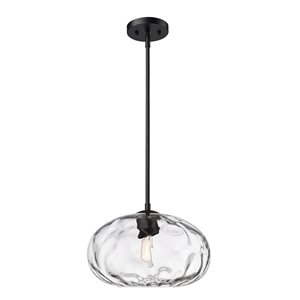 Z-Lite Chloe 1-Light Matte Black Pendant Light w/ 14-in Clear Shade