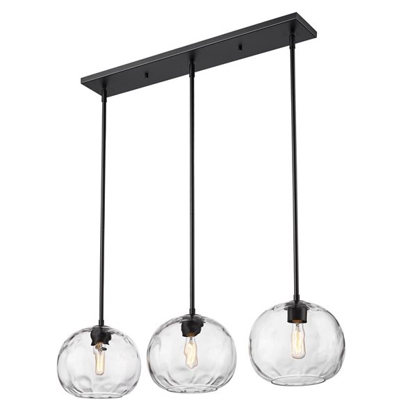 Z-Lite Chloe 3-Light Matte Black Linear Linear Chandelier
