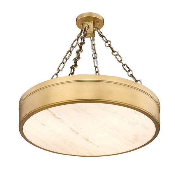 Z-Lite Anders 22-in 3-Light Rubbed Brass Semi-Flush Mount