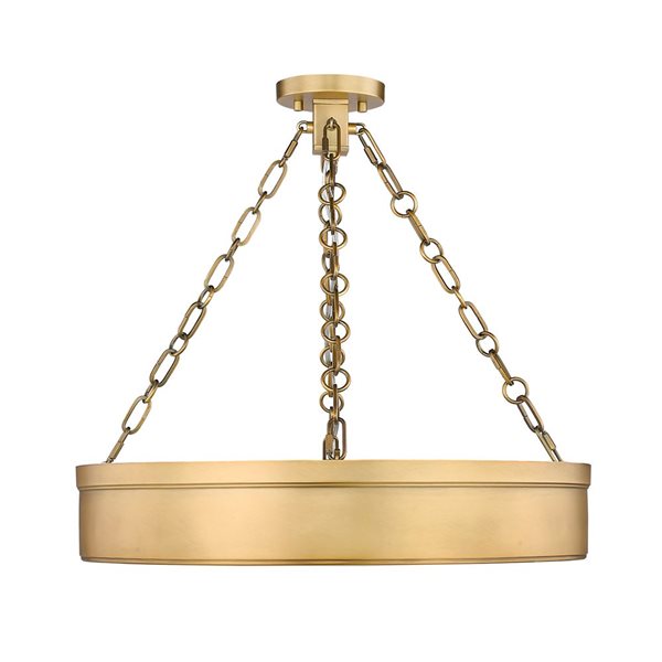 Z-Lite Anders 22-in 3-Light Rubbed Brass Semi-Flush Mount