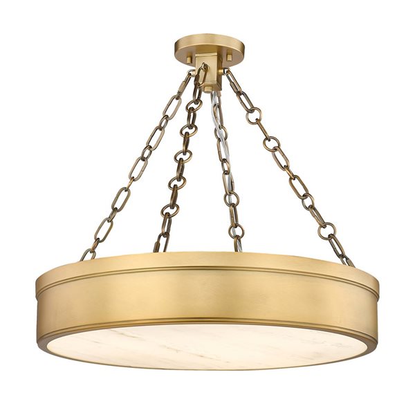 Z-Lite Anders 22-in 3-Light Rubbed Brass Semi-Flush Mount