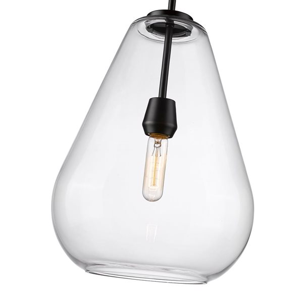 Z-Lite Ayra 1-Light Matte Black Pendant Light w/ 12-in Clear Shade