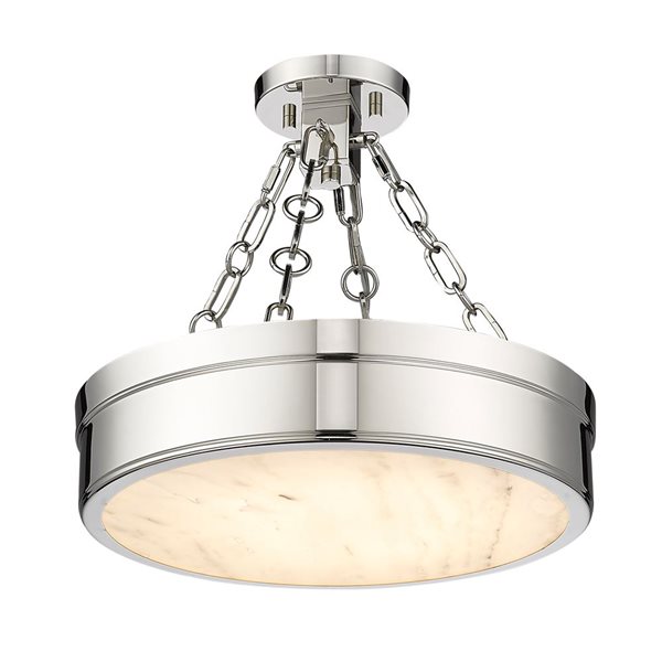 Z-Lite Anders 15-in 1-Light Polished Nickel Semi-Flush Mount