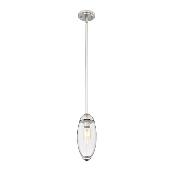 Z-Lite Arden 1-Light Brushed Nickel Pendant Light w/ 4.5-in Clear Shade