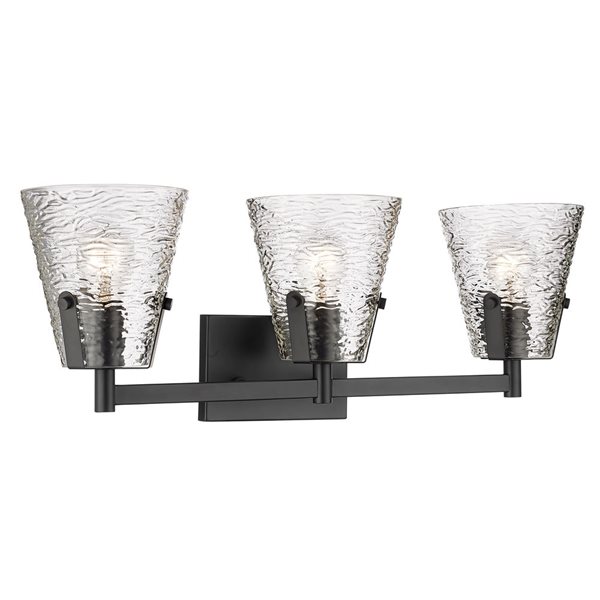 Z-Lite Analia 26.25-in 3-Light Matte Black Vanity Light