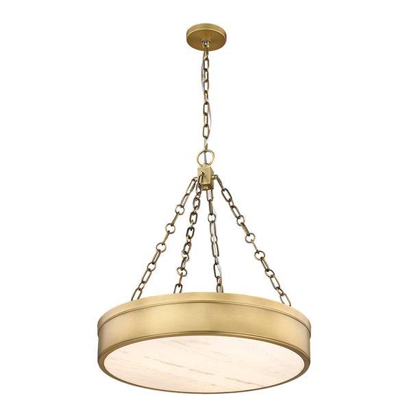 Anders 3-Light Rubbed Brass Drum Shapped Chandelier in Rubbed Brass