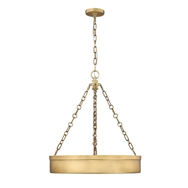 Anders 3-Light Rubbed Brass Drum Shapped Chandelier in Rubbed Brass