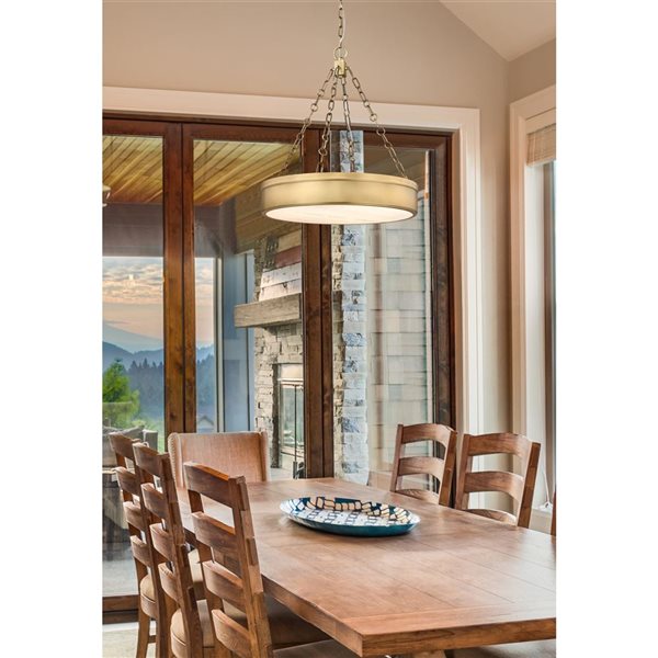 Anders 3-Light Rubbed Brass Drum Shapped Chandelier in Rubbed Brass