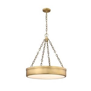 Anders 3-Light Rubbed Brass Drum Shapped Chandelier in Rubbed Brass