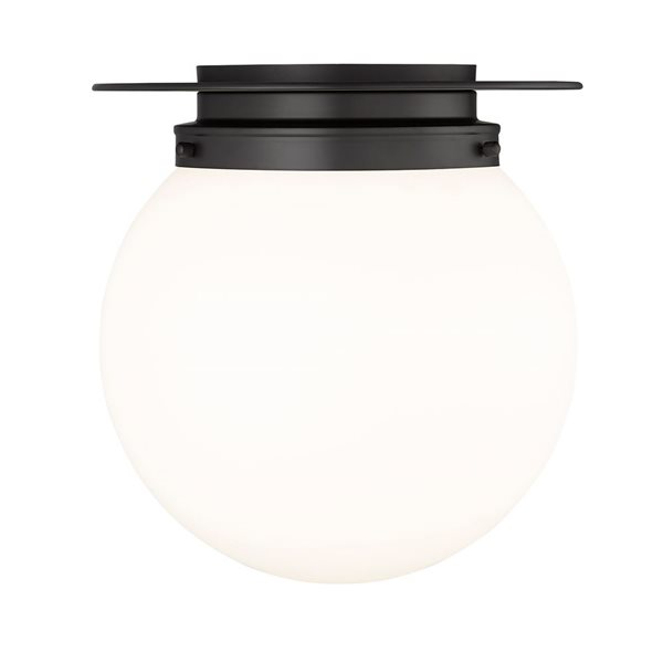 Z-Lite Calhoun 1-Light White Globe Black Flush Mount