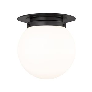 Z-Lite Calhoun 1-Light White Globe Black Flush Mount