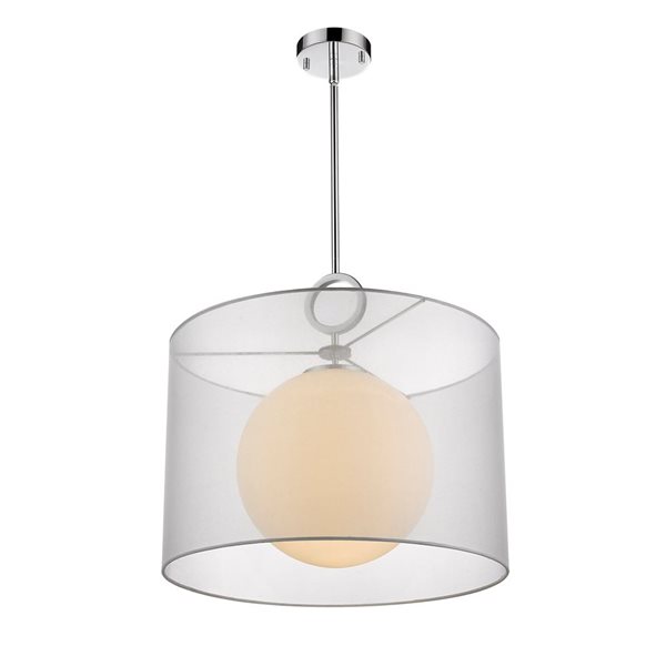 Z-Lite Arosia 1-Light Chrome Pendant Light w/ 20-in White Shade