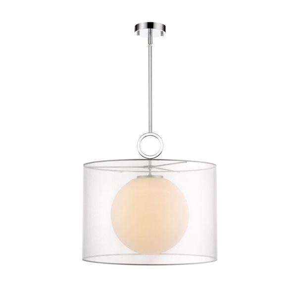 Z-Lite Arosia 1-Light Chrome Pendant Light w/ 20-in White Shade