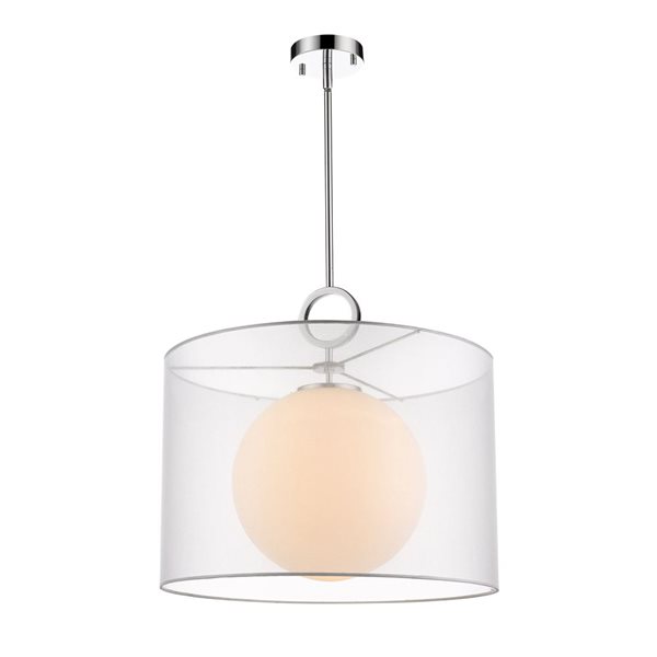 Z-Lite Arosia 1-Light Chrome Pendant Light w/ 20-in White Shade