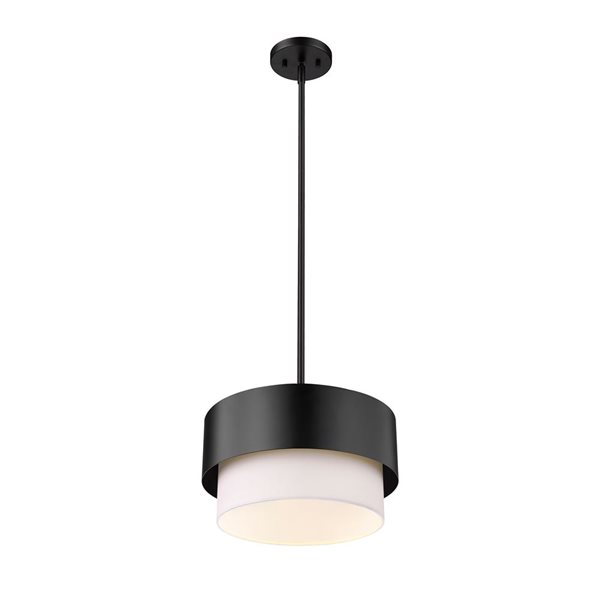 Z-Lite Counterpoint 1-Light Matte Black Pendant Light w/ 12-in White Shade