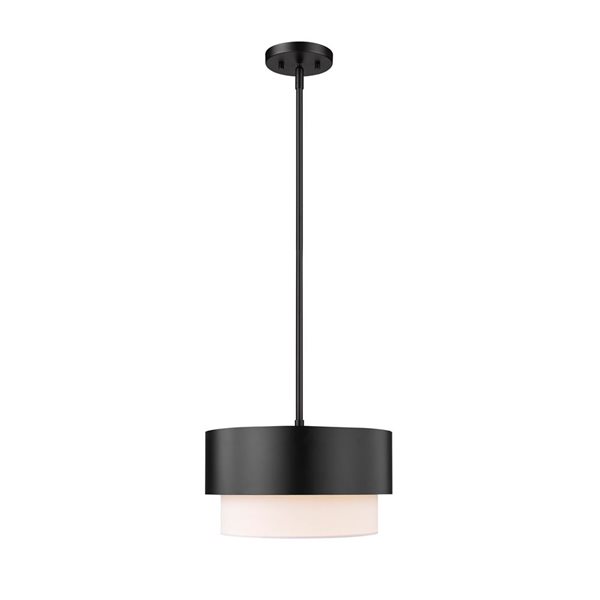 Z-Lite Counterpoint 1-Light Matte Black Pendant Light w/ 12-in White Shade