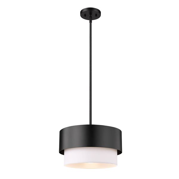 Z-Lite Counterpoint 1-Light Matte Black Pendant Light w/ 12-in White Shade