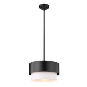 Z-Lite Counterpoint 1-Light Matte Black Pendant Light w/ 12-in White Shade