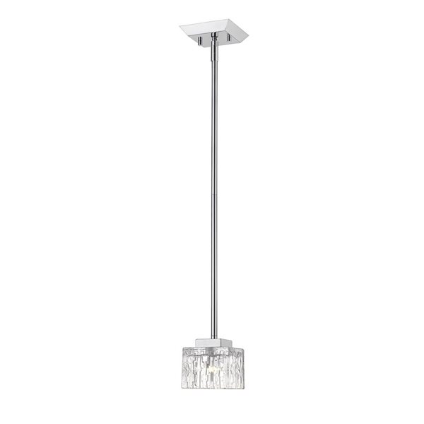 Z-Lite Rubicon 1-Light Chrome Pendant Light w/ 4.75-in Clear Shade