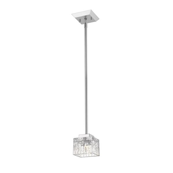 Z-Lite Rubicon 1-Light Chrome Pendant Light w/ 4.75-in Clear Shade
