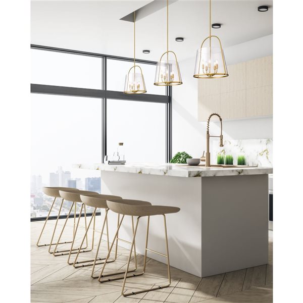 Z-Lite Archis 5-Light Modern Gold Pendant Light w/ 18-in Clear  Shade