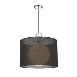 Z-Lite Arosia 1-Light Chrome Pendant Light w/ 20-in Black Shade