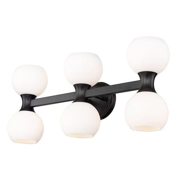 Z-Lite Artemis 25-in 6-Light Matte Black Vanity Light