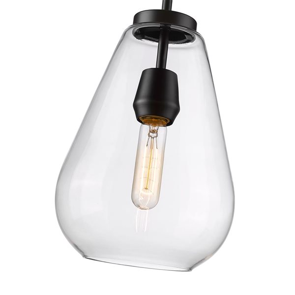 Z-Lite Ayra 1-Light Matte Black Pendant Light w/ 8-in Clear Shade