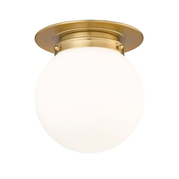 Z-Lite Calhoun 1-Light White Globe Gold Flush Mount