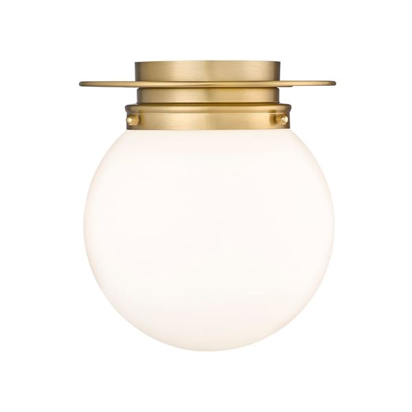 Z-Lite Calhoun 1-Light White Globe Gold Flush Mount